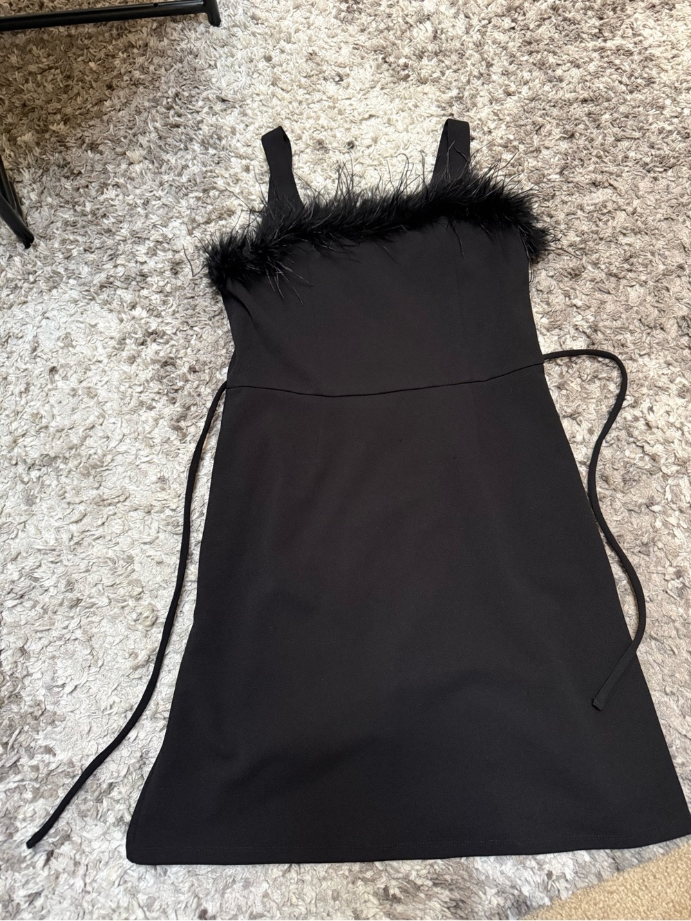 Speechless Black Feather-Trim Mini Dress